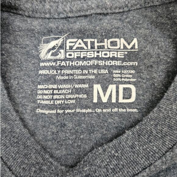 Fathom Offshore Blue Marlin Cotton Blend T-Shirt Medium Fishing Flag Casual - Picture 2 of 4